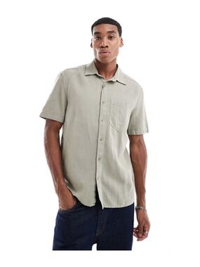 ★ River Island Linen Blend Casual Button Down - Gray ★